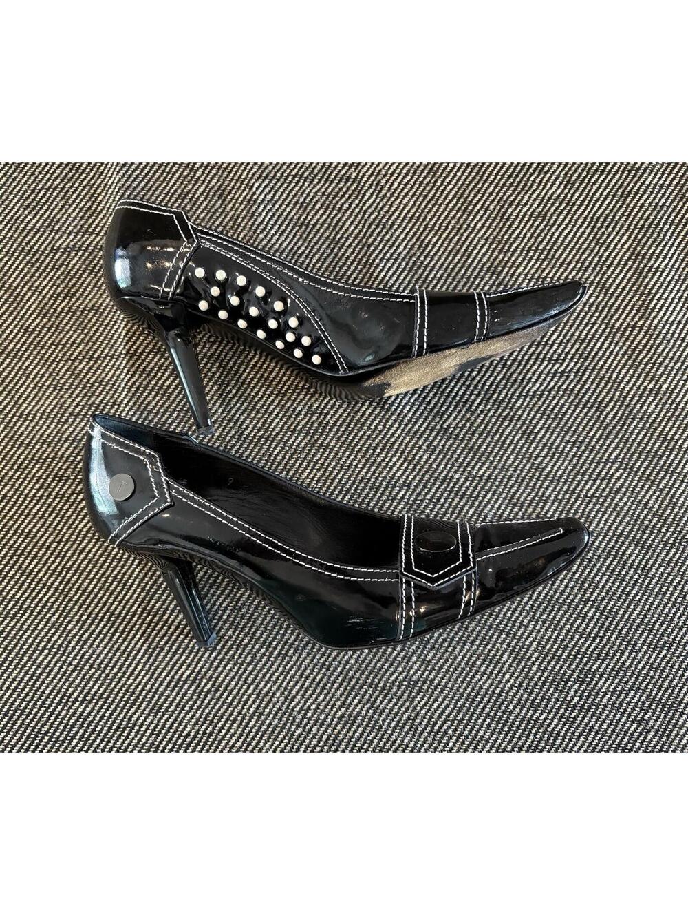 TOD'S Y2K patent leather pumps contrast stitching heels size 9 Italy - Picture 6 of 10